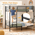 thumbnail image 5 of Ktaxon Twin Over Twin Metal Bunk Bed with Ladder, 13-Inch Guardrails, No Box Spring Needed, Space-Saving, Black, 5 of 10