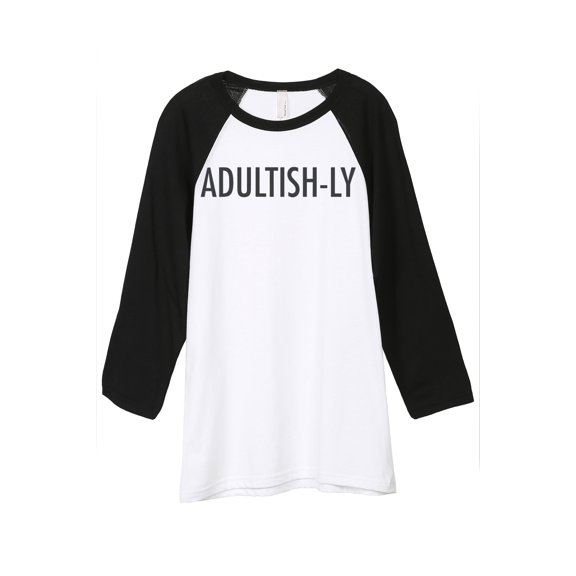Thread Tank Adultish Adulting Unisex 3/4 Sleeves Baseball Raglan White Black Small