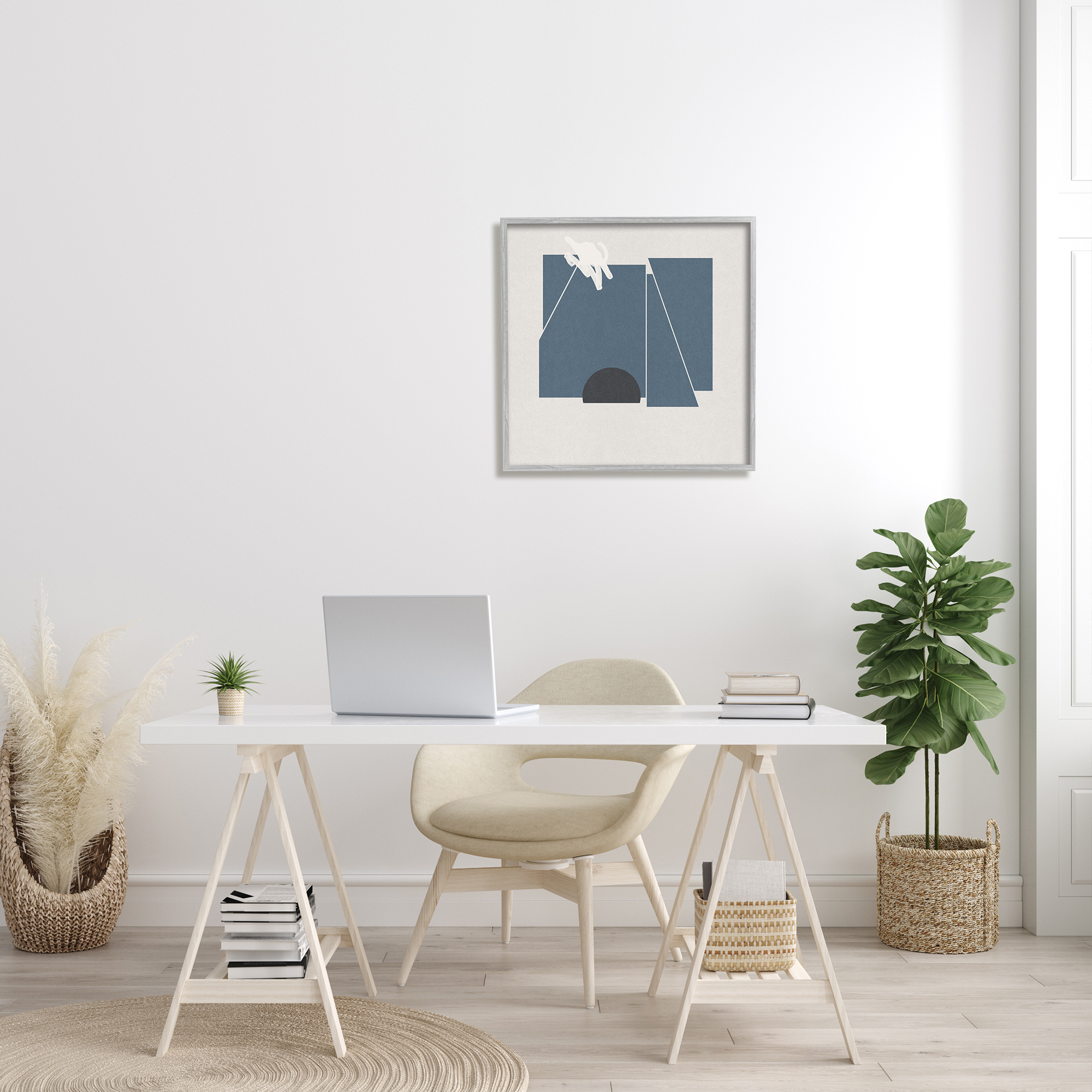 Stupell Industries Modern Shape Collage Minimal Blue Geometric Abstraction, 24 x 24, Design by Jacob Green
