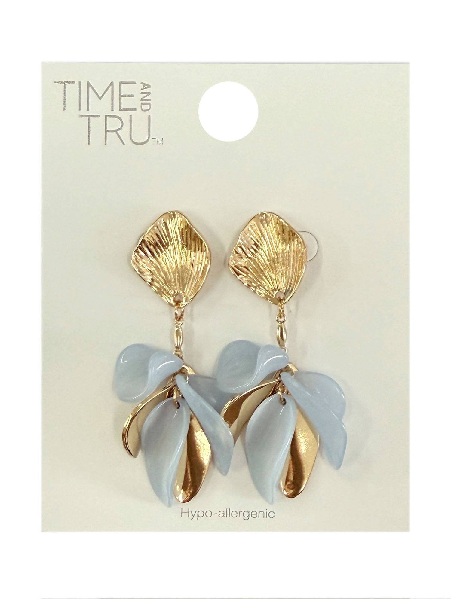 Time and Tru Blue Flower Petal Earrings for Female Adults and Teens