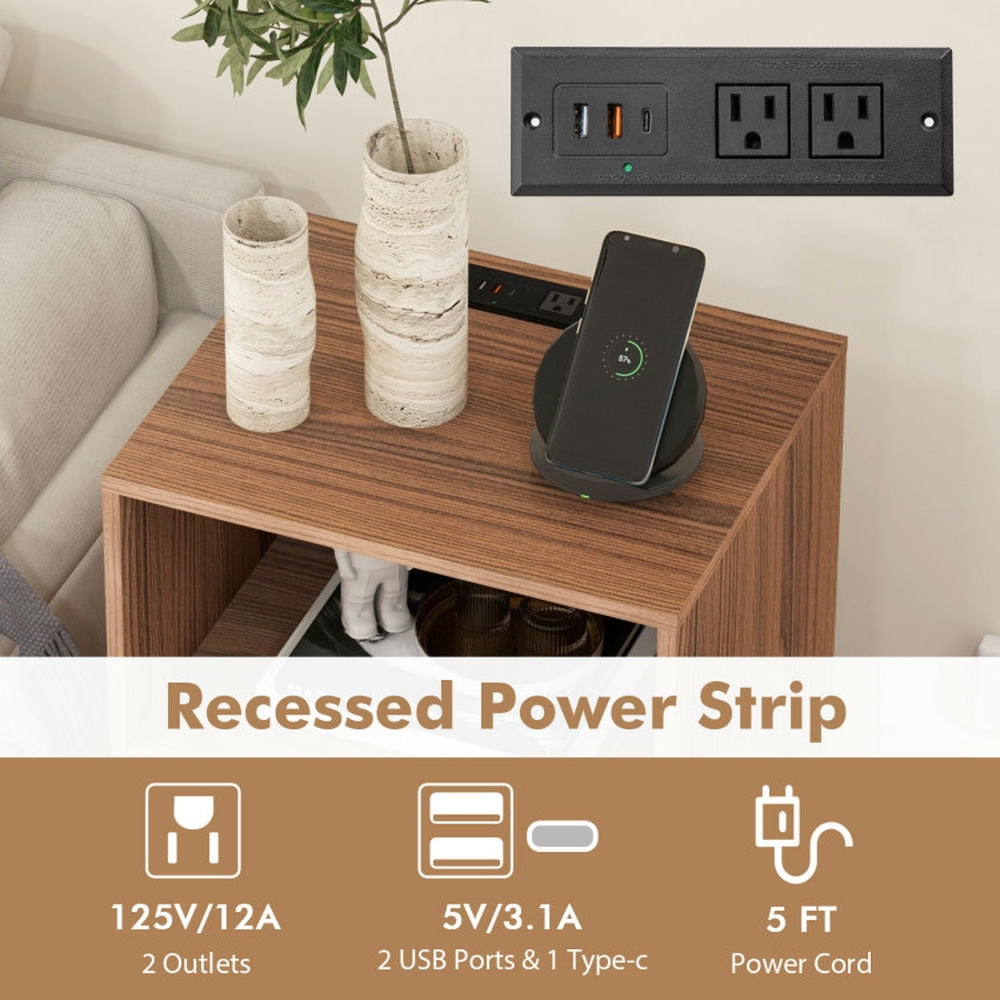Finihen Record Player Stand, Turntable Stand, Record Player Stand with Charging Station, for Living Room, Bedroom, Walnut Finihen Record Player Stand, Turntable Stand, Record Player Stand with Charging Station, for Living Room, Bedroom, Walnut