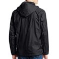 thumbnail image 3 of Men's Water Resistant Zip Up Hooded Lightweight Windbreaker Rain Jacket (Black,L) LAX, 3 of 3