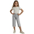 thumbnail image 5 of Fengqque Girls Straight Leg Capri Pants with Elastic Waist and Pocket - Solid Comfort Fit for Kids 4-14 Years - Fashion Casual Bottoms for Daily Use, 5 of 7