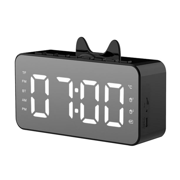 Top Tech Alarm Clock Radio Desk Lcd Display Bluetooth Compatible Playing Digital For Home Office Black Com Top Tech Alarm Clock Radio Desk, Tech Alarm Clock