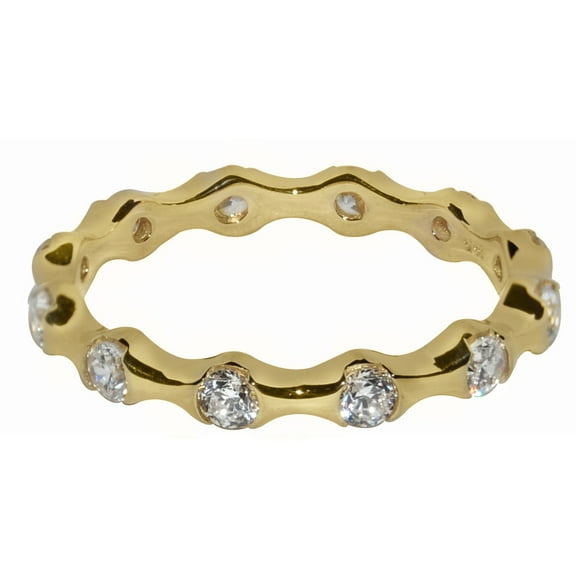 Precious Stars 14K Yellow Gold Channel-set Round-cut Cubic Zirconia Eternity Band