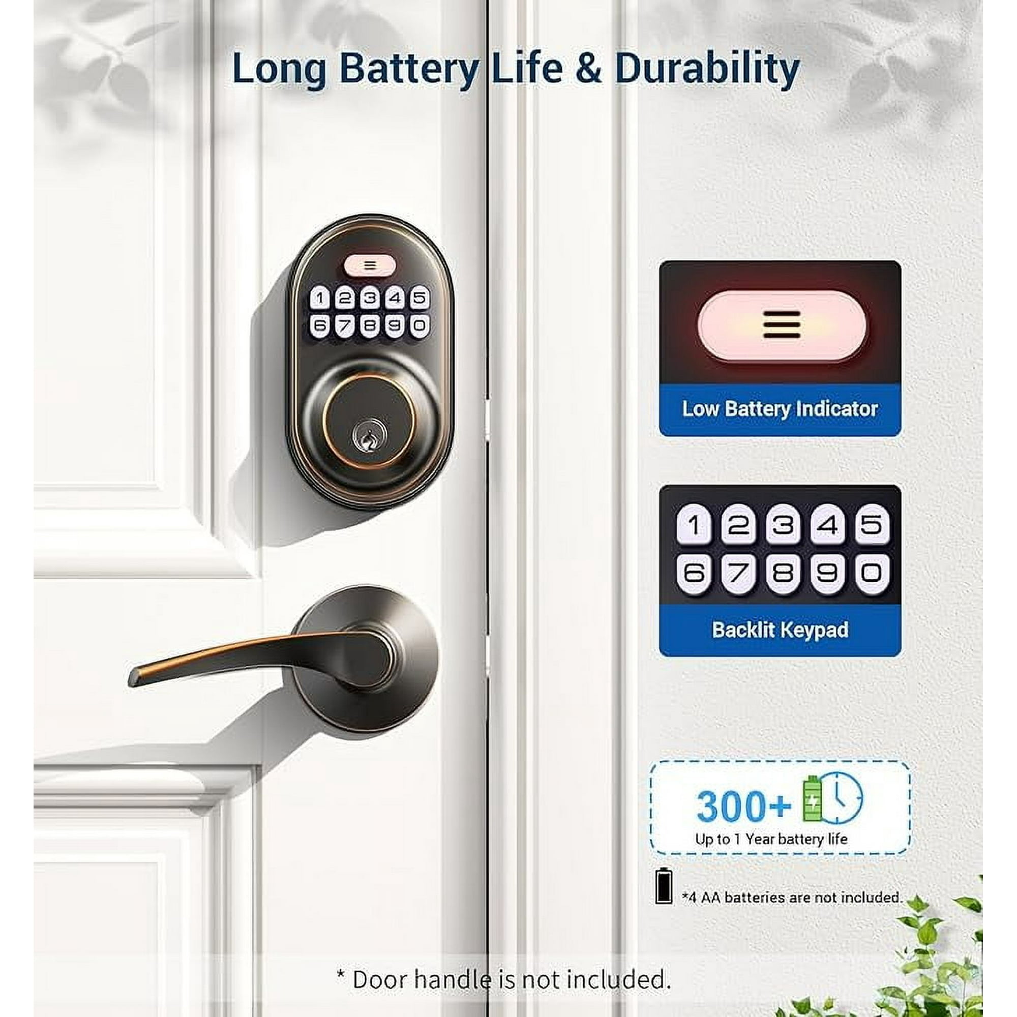VEISE Keyless Entry Electronic Door Lock, Oil Rubbed Bronze photo 7