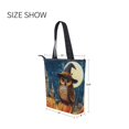 thumbnail image 7 of Zipper canvas bag large capacity large size practical handbag durable Canvas with leather material Cute Magic Owl, 7 of 7