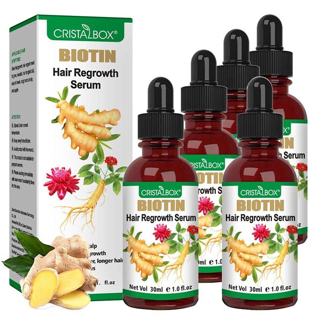 Sérum para el crecimiento del cabello, paquete de 5 unidades, aceite de jengibre y biotina para hombres y mujeres