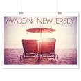 thumbnail image 1 of Avalon, New Jersey - Beach Chairs & Sunshine - Lantern Press Photography (9x12 Art Print, Wall Decor Travel Poster), 1 of 1