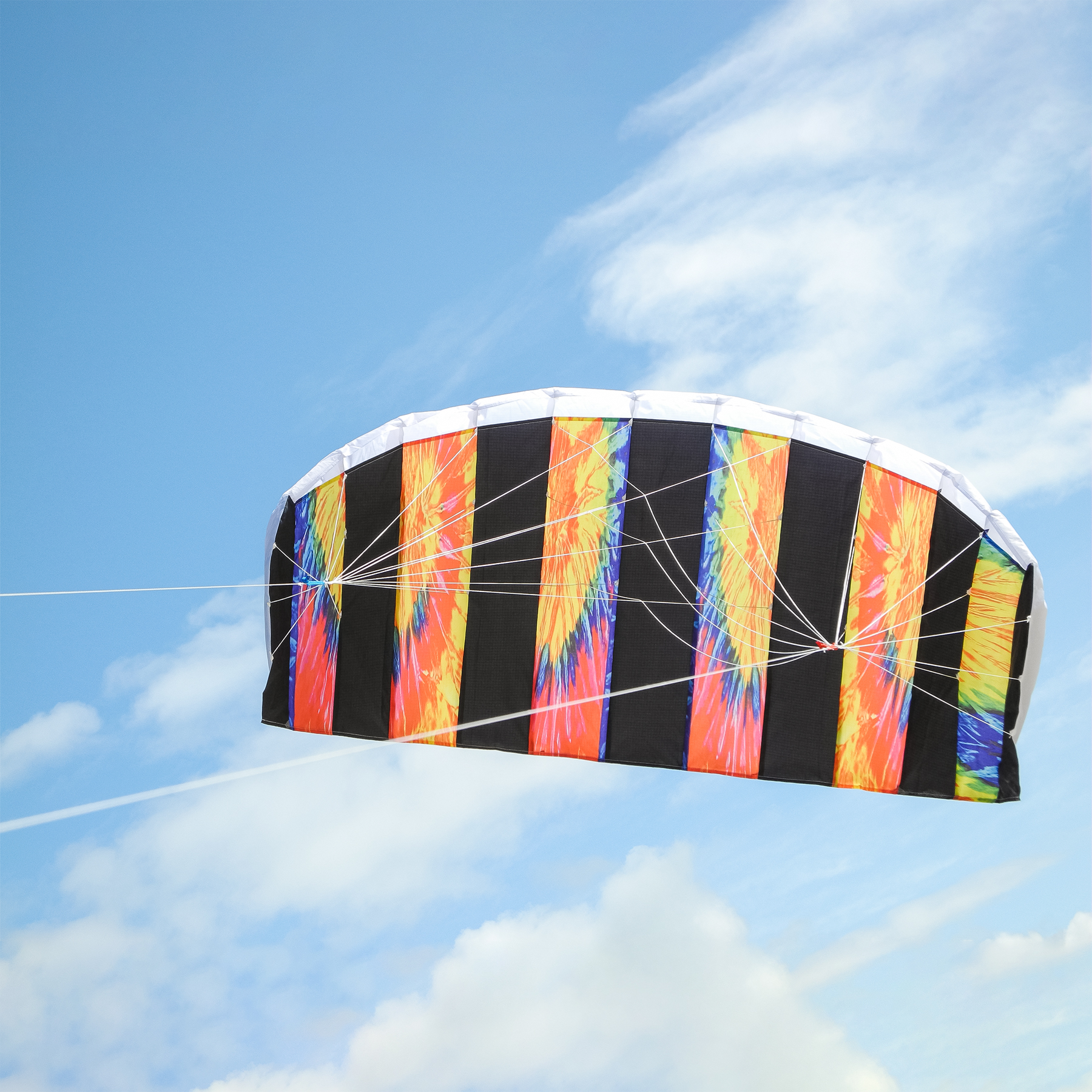 In the Breeze 3081 — Tie Dye 62-inch Sport Kite - Dual Line Stunt Parafoil - Includes Braided Kite Line and Bag - Easy to Fly