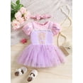 thumbnail image 4 of WIBACKER Infant Baby Girls Romper Tutu Dress 3-18M Princess Bodysuit Tulle Dresses with Headband Birthday Christmas Halloween Costume, 4 of 11