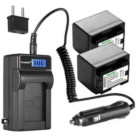 Kastar 2-Pack BP-727 Battery and LCD AC Charger Compatible with Canon VIXIA HF R50 HFR50  VIXIA HF R52 HFR52  VIXIA HF R60 HFR60  VIXIA HF R62 HFR62  VIXIA HF R70 HFR70  VIXIA HF R72 HFR72 Camera