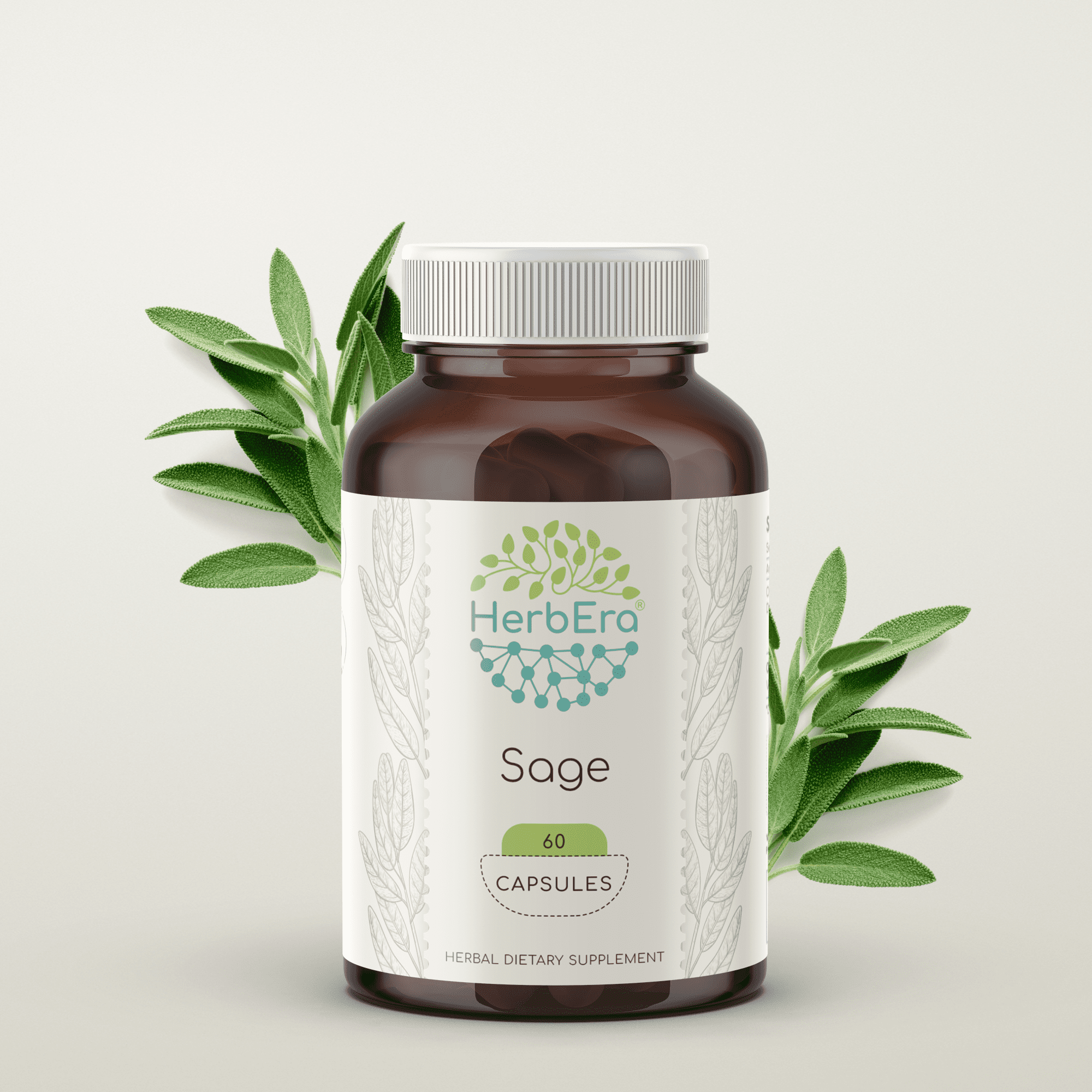 Sage 60 Capsules, 500 mg, Organic Sage (Salvia officinalis) Dried Leaf