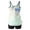 thumbnail image 4 of Nrmvnmi Tankini Swimsuits for Women 2 Piece Bathing Suits Floral Prints Round Neck Swim Tank Top with Boy Shorts Modest Swimwear Mothers Day Gifts, 4 of 6