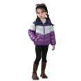 thumbnail image 2 of Girls' Color Block Zip Up Hooded Jacket, Two-Tone Design Casual Outerwear, Kids Lightweight Windproof Coat for Fall Winter Playground School Activities Purple, 2 of 5