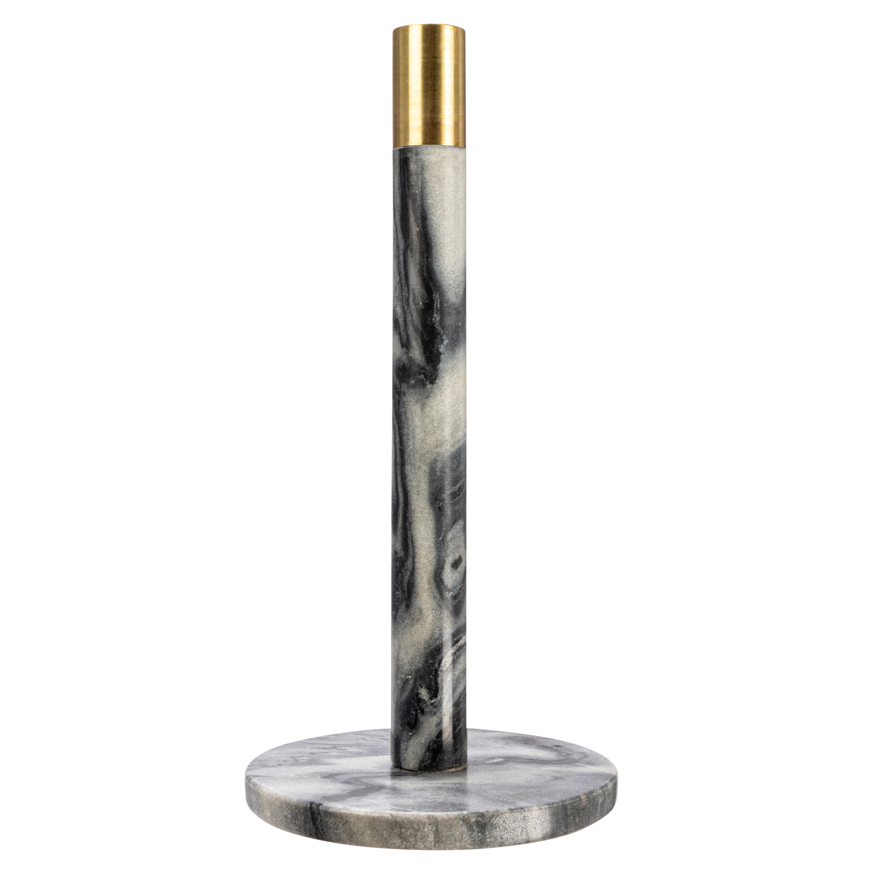 Bloomingville Modern Marble Paper Towel Holder with Brass Detail, Grey