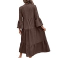 thumbnail image 4 of Lnmiateer Women Flowy Tiered Ruffle Maxi Dress V Neck Bell Sleeve Solid Soft Breathable Sundress for Beach Holiday Weekend Casual Outfit, 4 of 5