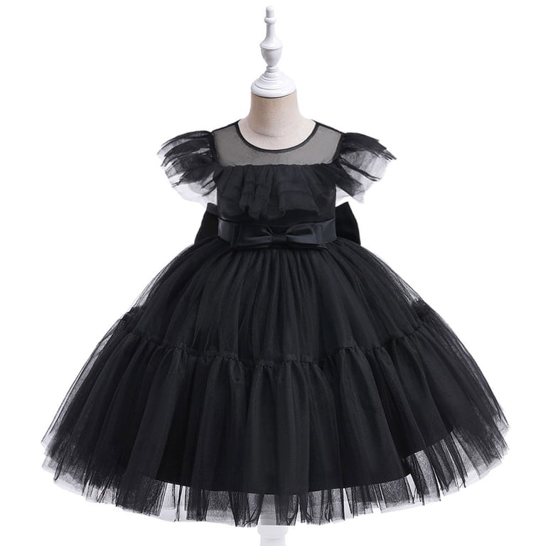 black toddler dresses special occasion Baby Girl Black Shimmery Princess Party Dress