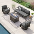 thumbnail image 2 of ALAULM Aluminum Outdoor Patio Furniture Set with Propane Firepit Table, 5-Seat Sectional Sofas, Grey, 2 of 6