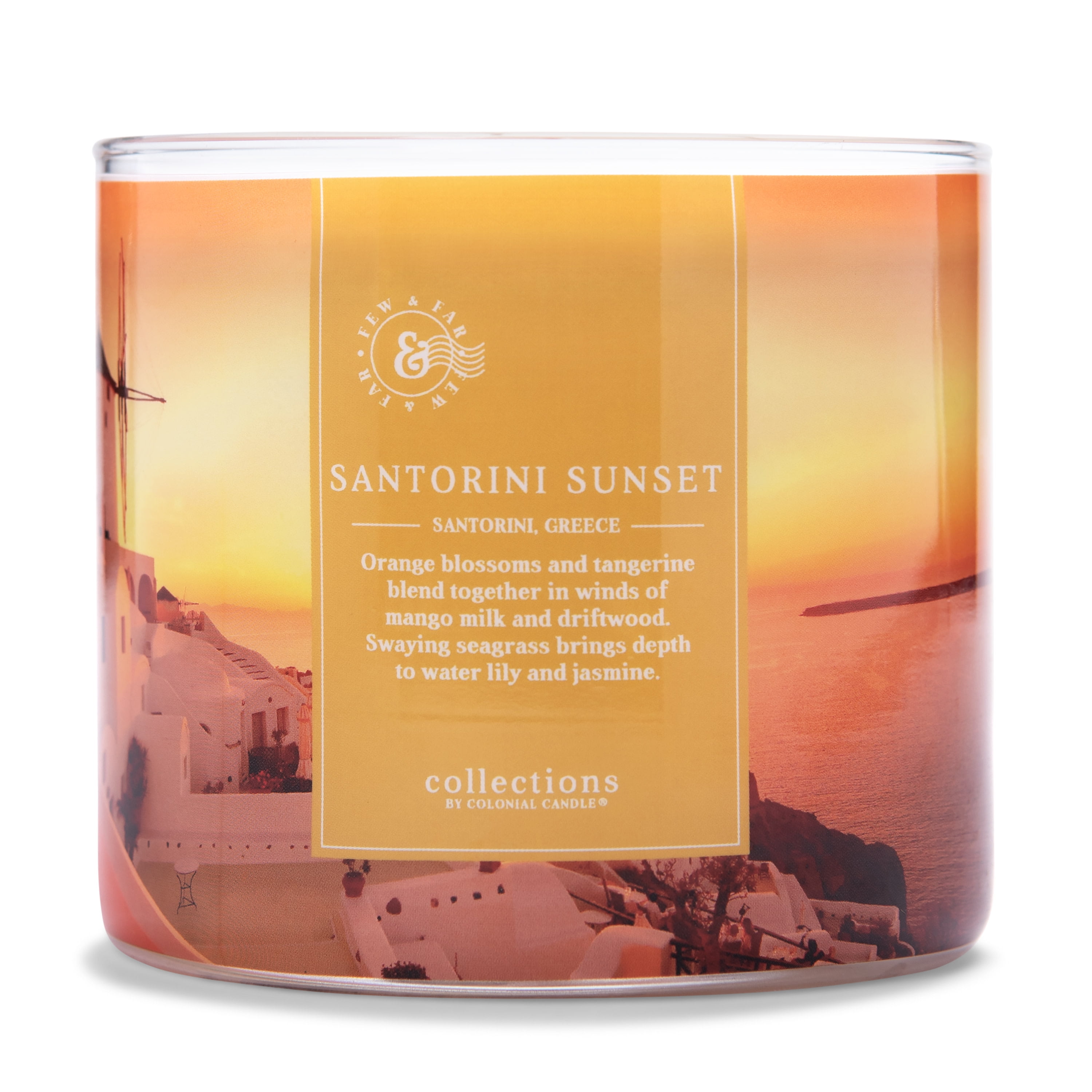 Colonial Candle Santorini Sunset 14.5Oz, 3 Wick Candle, Yellow
