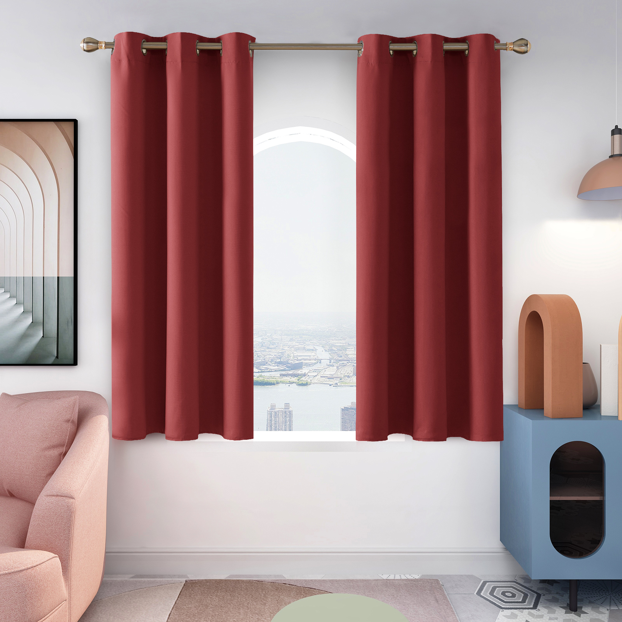期間限定特価！☆メーカー価格より60%OFF!☆ Deconovo Room Darkening Curtains, Grommet Thermal  Insulated Curtains, 42 In