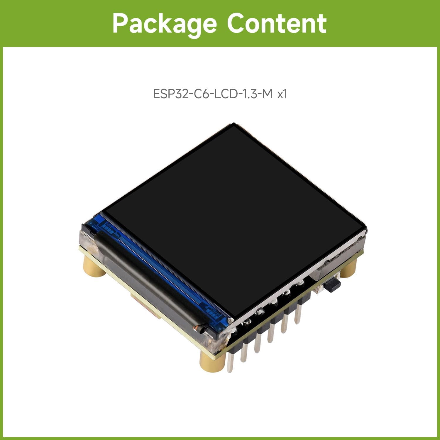 ESP32-C6 1.3inch LCD Display Development Board, 240 × 240 Pixels, 262K Color, Supports Wi-Fi 6 and BLE 5， with Pre-soldered Headers