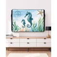 thumbnail image 3 of Outdoor TV Cover 40 to 43 Inch Weatherproof, Sea Hippocampus Compass Waterproof TV Screen Protector for Outside Decor with Zipper and Pocket 40"L x 25"H , Bule Sea Starfish Shell, 3 of 7