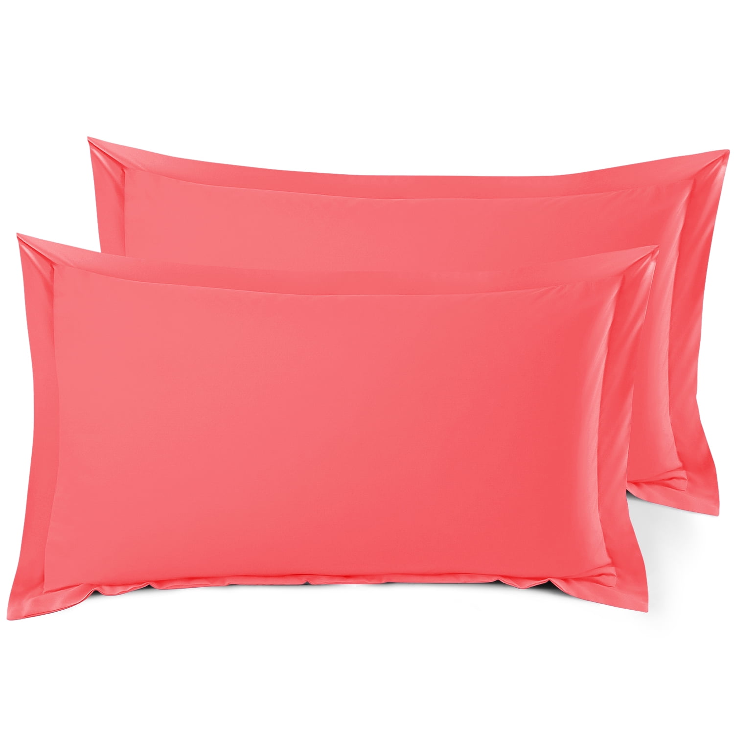 Nestl Set of 2 King 20"x36" Size Pillow Shams Coral Pink, Hotel Luxury