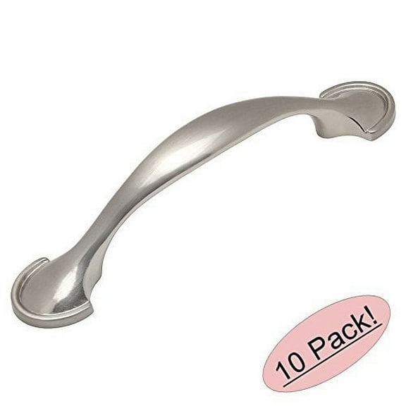 Cosmas 6632SN Satin Nickel Cabinet Hardware Handle Pull - 3" Inch (76mm) Hole Centers - 10 Pack