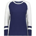 thumbnail image 2 of Augusta Sportswear B26034101 Women Tri-Blend Fanatic 2.0 Long Sleeve T-Shirt, Navy & White - 2XS, 2 of 5