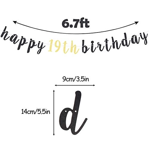 LINGTEER Happy 19th Birthday Party Decorations,19th Birthday Glitter Garland Banner - Chee LINGTEER LINGTEER