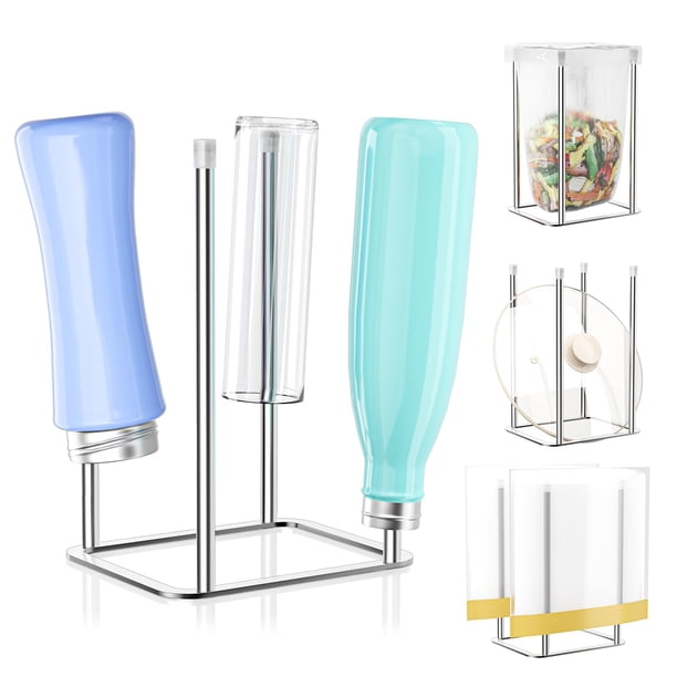 Estante para secar botellas de agua XILIMEN de acero inoxidable plateado