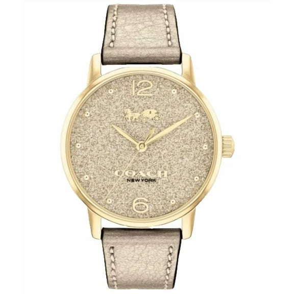 Coach Grand 14504432 Gold Logo Dial Leather Strap 36MM Womens Watch
