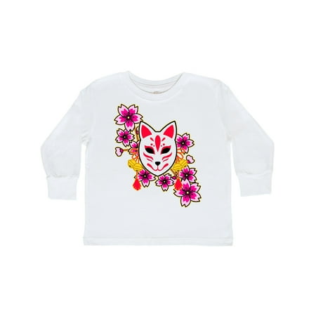 

Inktastic Kitsune Mask Illustration with Sakura Flowers Gift Toddler Boy or Toddler Girl Long Sleeve T-Shirt