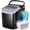 Deeply Black, variant on Countertop Ice Maker Machine with Handle, Portable Maker, 27lbs/24Hrs, 7Mins/9 Pcs ice Cubes, Self-Cleaning Table Top Maker with Ice Basket/Scoop, for Home/Kitchen/Office(Stainless Steel Black)