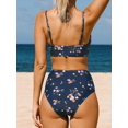 thumbnail image 2 of Women's Red Twist High Waist V Neck Bikini Sets, Large, 2 of 5