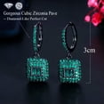 thumbnail image 4 of Gorgeous Green Square CZ Dangle Round Huggie Hoop Earrrings for Bridesmaid Gift, 4 of 9