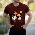 thumbnail image 2 of NAMTYQX Hawaiian Shirts for Men Patterned Lightweight Casual Elasticated Crew Neck Easy Stretchy Short Sleeve Plus Size Comfy Mens T Shirts Wine Size XL, 2 of 5