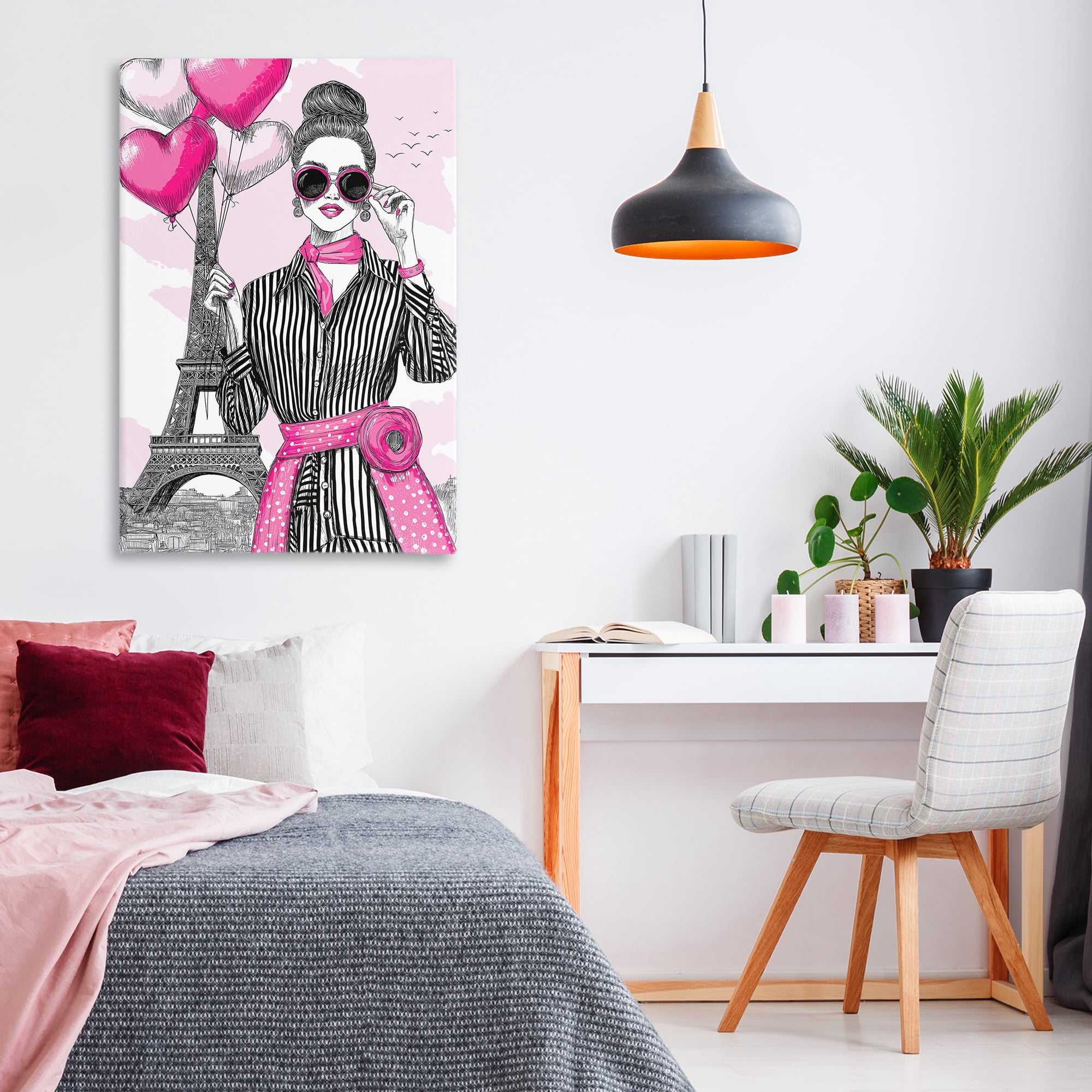 Stupell Industries Parisian Chic Woman with Balloons Canvas Wall Art, design by Jess Stempel