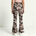thumbnail image 6 of Spazoro Girls Flare Pants with Pockets, Camo Print High Rise Button Zip Loose Fit Lightweight Bell Bottom Trousers for Street Daily Wear Camouflage Size 9-10, 6 of 7