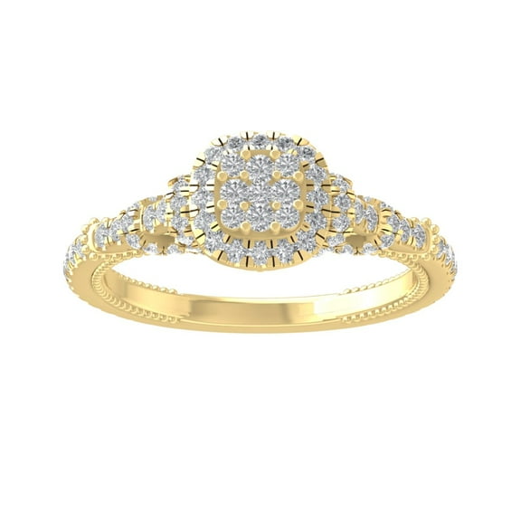ARAIYA FINE JEWELRY 10K Yellow Gold Round-shape Diamond Composite Ring (3/4 cttw, I2-I3 Clarity, I-J Color) Size 6.5
