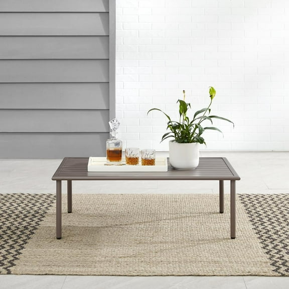 Crosley Furniture Cali Bay Modern Metal Outdoor Coffee Table in Light Brown
