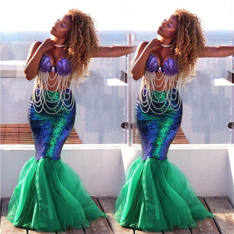 Peyakidsaa Sequines Mermaid Skirts Women Party Cosplay Costume Long Tail  Skirt