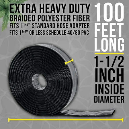 U.S. Pool Supply Black Rhino 1-1/2 x 100' Pool Backwash Hose with Hose Clamp - Extra Heavy Duty Superior Strength, Thick 1.2mm (47mils) - Weather Burst Resistant - Drain Clean Swimming Pools