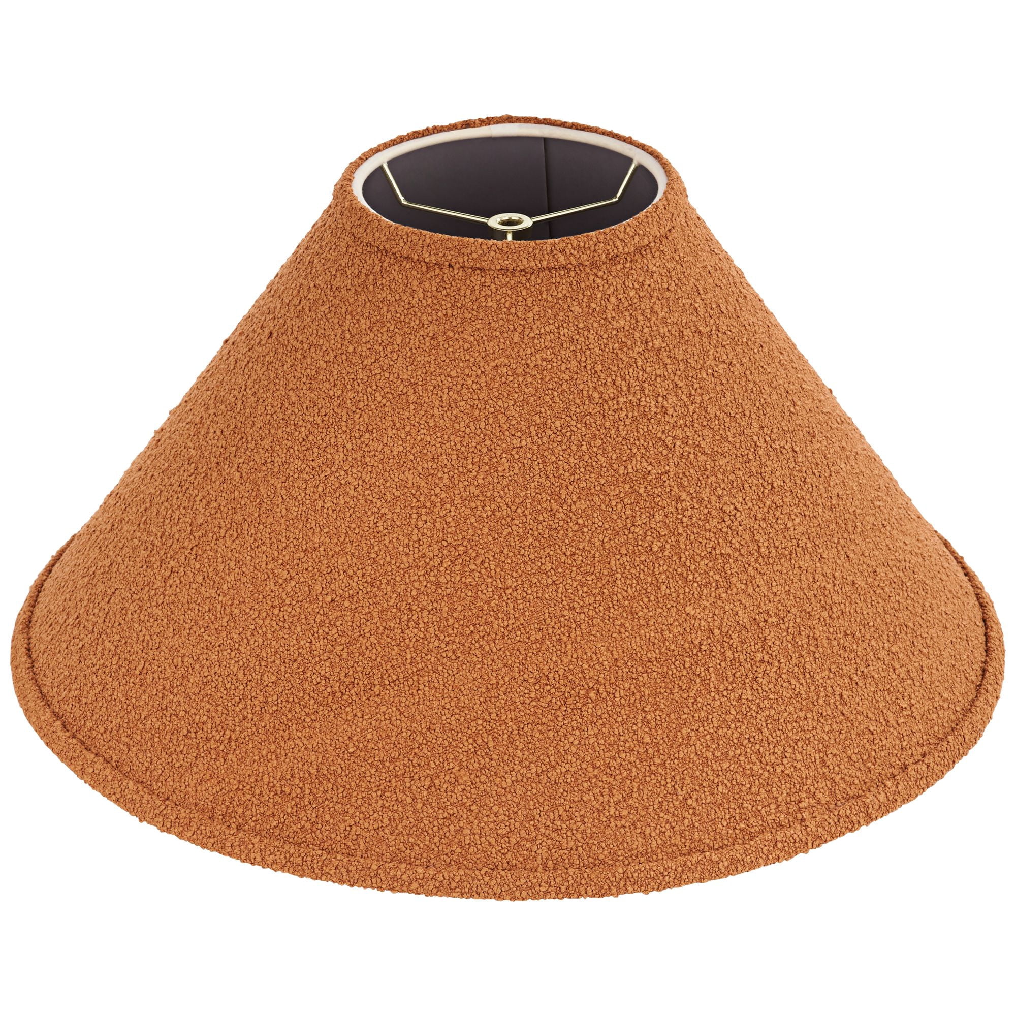 Springcrest 6" Top x 19" Bottom x 10" High x 10" Slant Lamp Shade Replacement Camel Brown Tapered Boucle Woven Fabric Spider Harp Finial