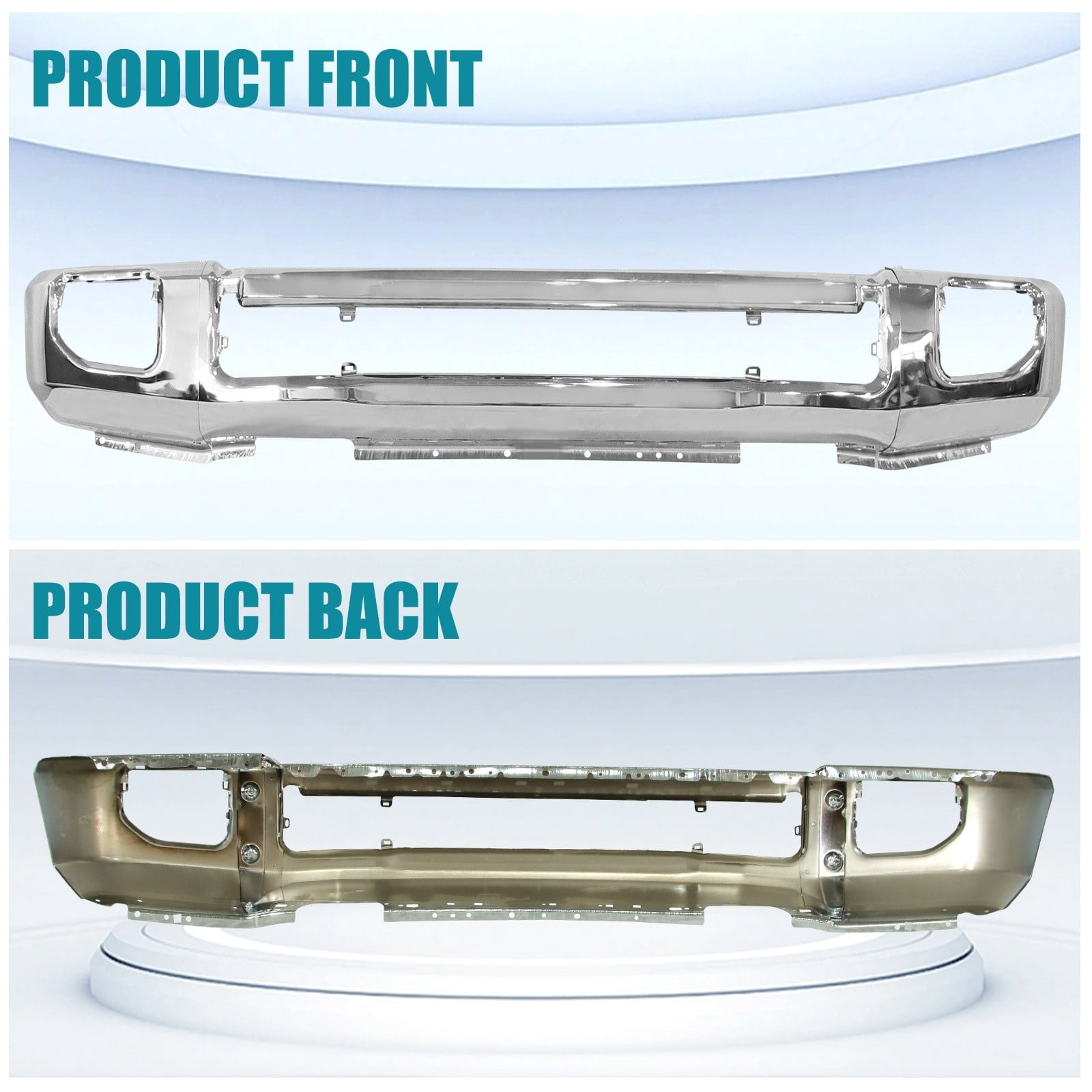 Chrome Steel Front Bumper For 2020-2022 Ford F-250 F-350 Super Duty w/Fog Holes