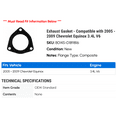thumbnail image 2 of Exhaust Gasket - Compatible with 2005 - 2009 Chevy Equinox 3.4L V6 2006 2007 2008, 2 of 2