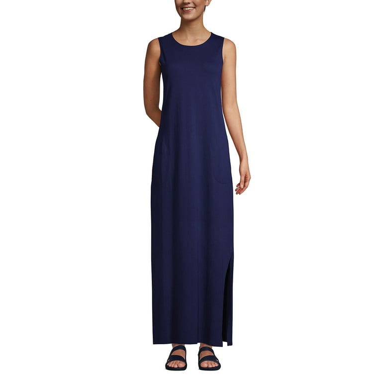Lands End Women s Cotton Jersey Sleeveless Swim Cover up Maxi Dress Walmart