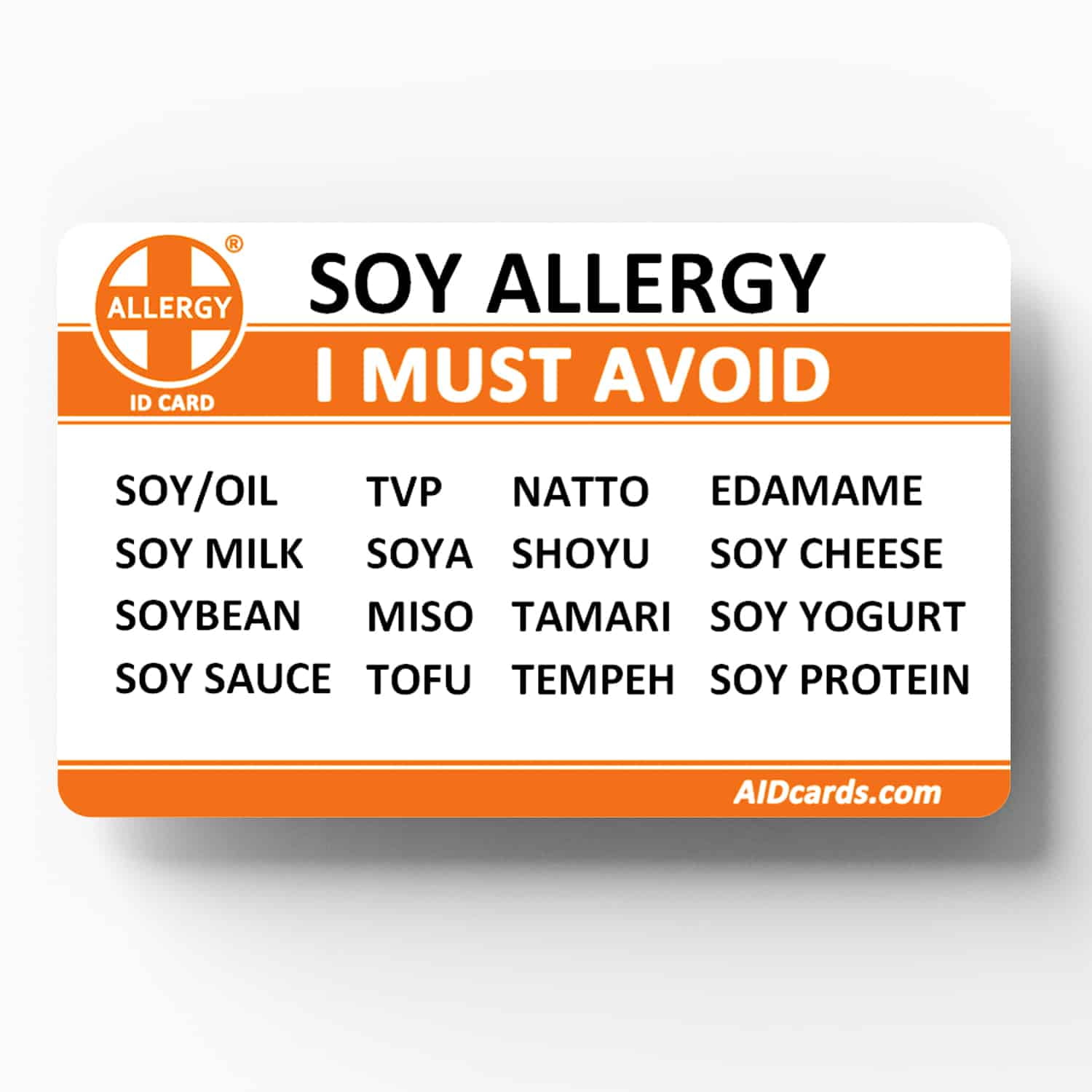 Allergy ID Card Soy Allergy
