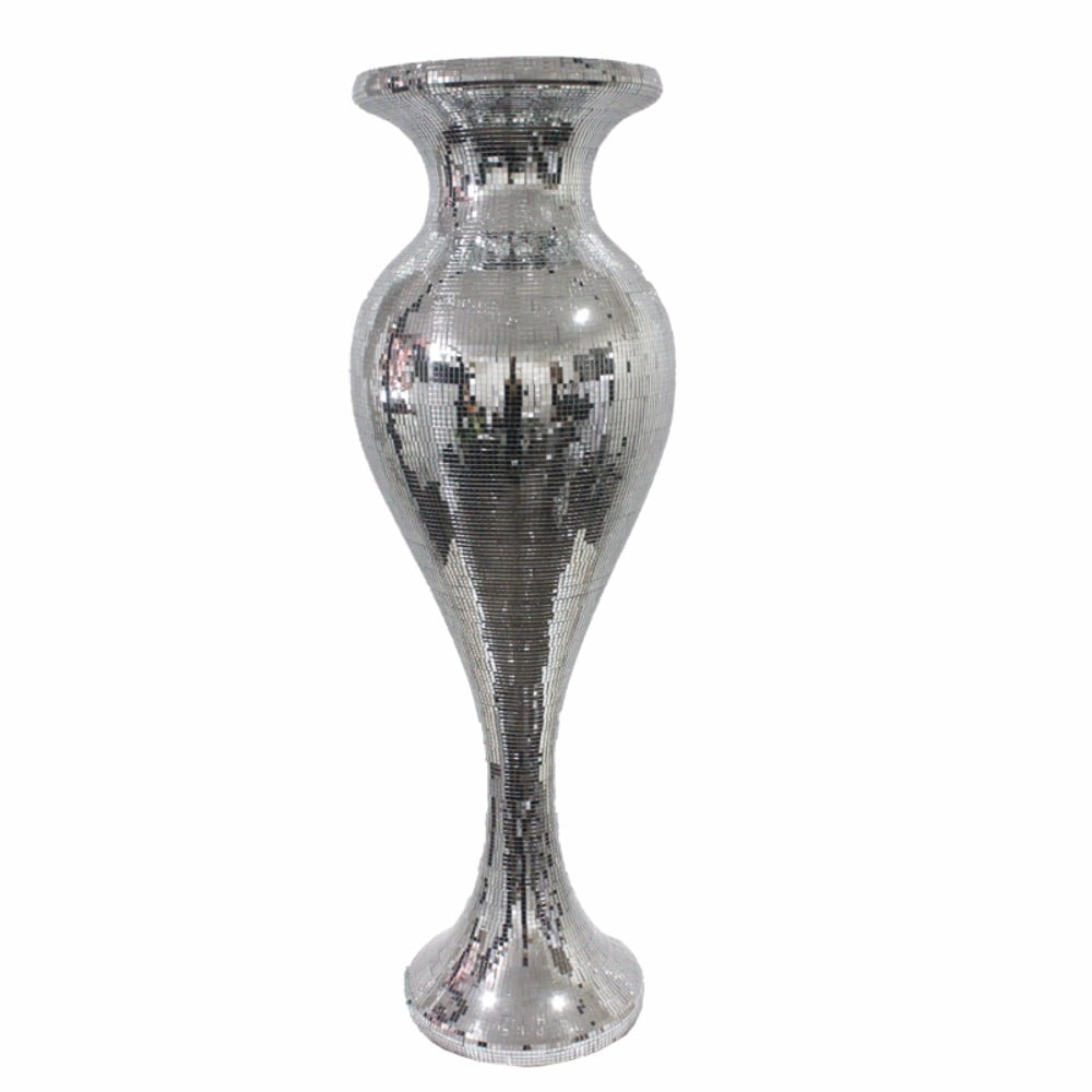 Ravishing Resin Mirror Fiber Glass Vase, Silver